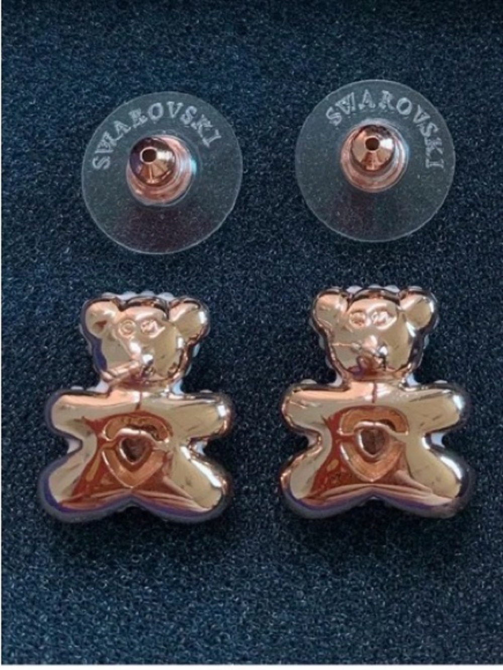 Swarovski Rose Pink Crystal Teddy Bear Stud Earrings NWT - Picture 3 of 10